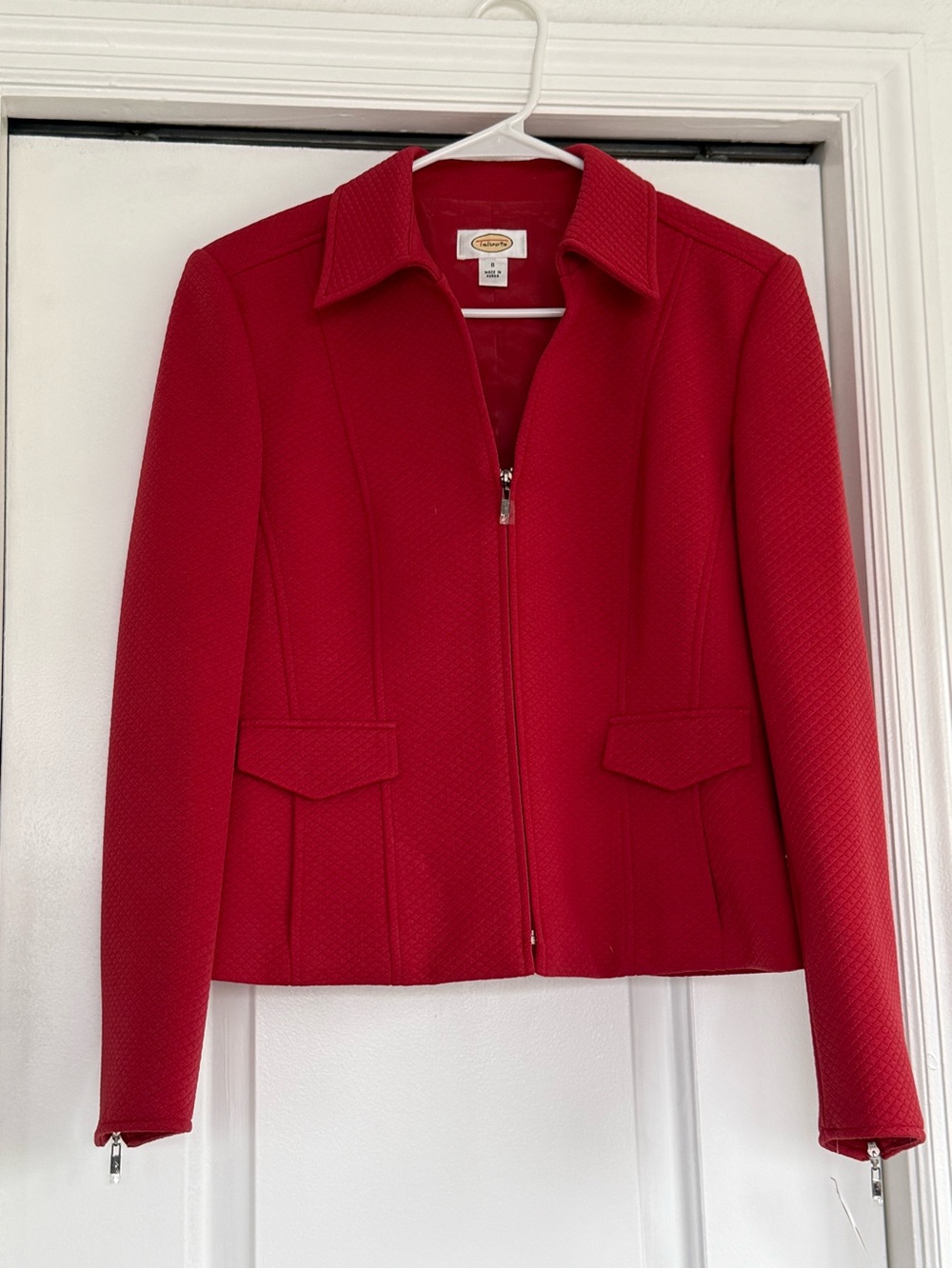 Talbots Red Zip-Front Blazer Jacket